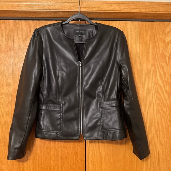 Premise Jackets & Blazers - Sleek Black Faux Leather Jacket